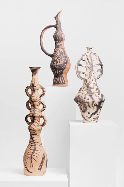 A typography of touch, rhythm, and time, three works from the Topographic Heart Stone and Epiphanic series, photographed by Driaan Claassen