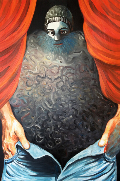 Raphaëlle Ricol, Barbe bleue, 2015, Huile sur toile, 162 x 130 cm, Courtesy Galerie Patricia Dorfmann, Paris