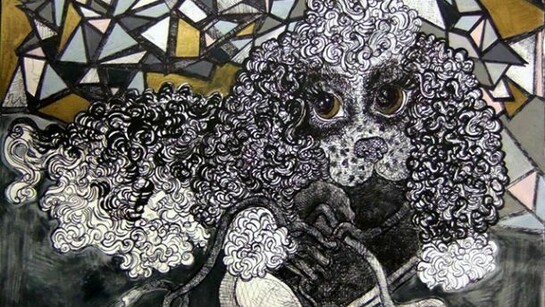 Irena Jurek, Puppy with shoe (the shadow of the dôme of pleasure), 2013, Pen and marker on paper, 11 x 14 in.