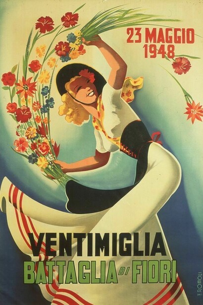 Ventimiglia- Battaglia di fiori, manifesto di Filippo Romoli
