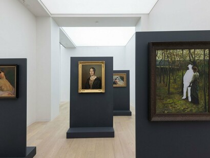 Feldmann makes witty interventions into traditional aesthetics, ridiculing collections of classical paintings