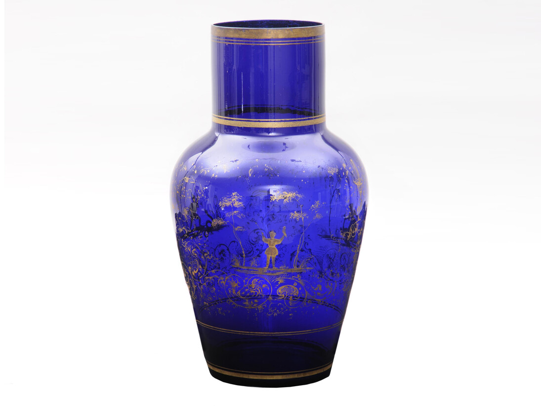 Cobalt glass vase. Bristol cobalt blue glass vase, c.1840
