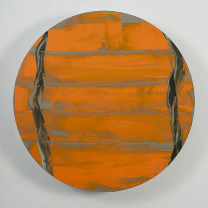 Pedro Calapez, round 01, 2014, Oil on lacquered aluminum, Diameter 37 1⁄2 inches (95 cm), Depth 6 inches (15 cm)