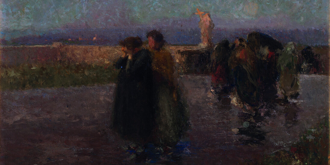 Giuseppe Mentessi, Bozzetto per Ora triste, c. 1890; olio su tavola, cm 49 x 75; Ferrara, Gallerie d’Arte Moderna e Contemporanea
