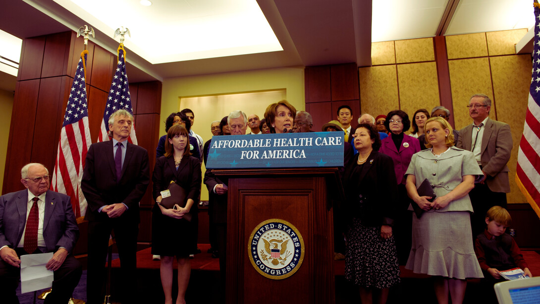 Congresswoman Nancy Pelosi in 2012. House Democratic Leaders held a press conference to highlight the benefits of the Affordable Care Act for America’s families and small businesses