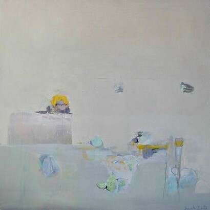 Masako Tobita, Feeling that Time Stoodstill, 50.8cm x 50.8cm, acrylic, graphite and oil on panel, 2013