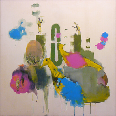 William Alexander, Three Birds Lilac, 2012, acrylic on canvas, 130 x 130 cm