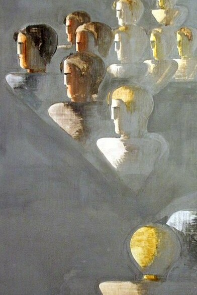 "Clase III", óleo y témpera sobre lienzo, Oskar Schlemmer, 1928