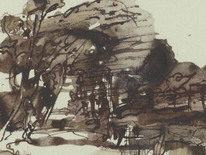 Horst Janssen (1929–1995), Landschaft in Holstein – Hommage à Claude Lorrain, 4. August 1972
