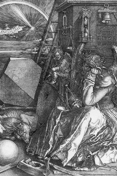 Albrecht Dürer, « La Melencolia », 1514, Burin sur cuivre, 23,9 x 16,8 cm. Musée Condé, Chantilly