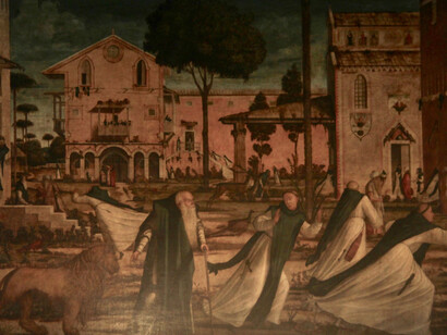 Scuola Dalmata, telero di Vittore Carpaccio, San Girolamo conduce il leone nel convento