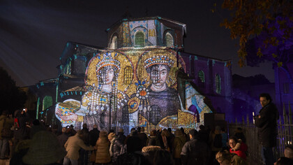 Videomapping in 3d sulla Basilica di San Vitale, a Ravenna