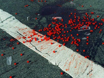 Christopher Anderson Cherries spilled on crosswalk. New York, USA. 2014 © Christopher Anderson | Magnum Photos 