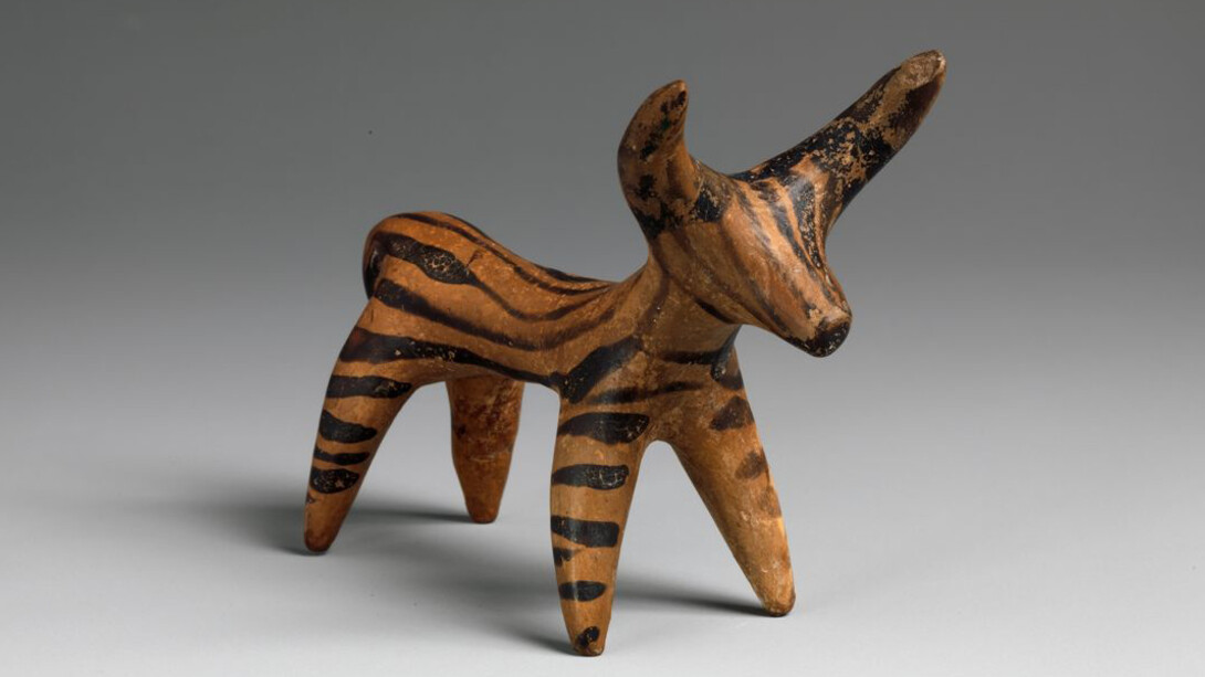 Late Helladic IIIA, Date:ca. 1400–1300 B.C., Culture:Helladic, Mycenaean, Medium:Terracotta, Dimensions:H. 3 1/4 in. (8.2 cm), length 4 1/2 in. (11.4 cm), Classification:Terracottas. Fletcher Fund, 1936