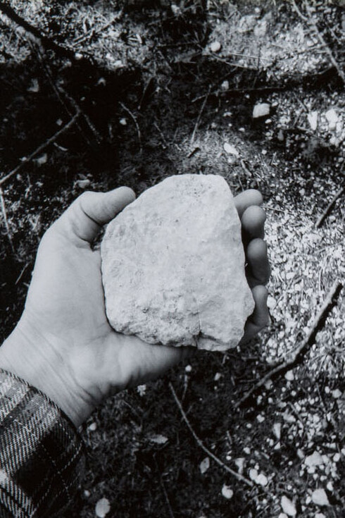 Helen Mirra, 1st & 7th walking commas, 2 October, Cortina 2013 2 black and white photos and text 28×43 cm each