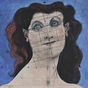 John D. Graham (American, born Ukraine, 1886–1961), "Head of a Woman", 1954. Oil, chalk, ballpoint pen, colored pencil, pencil, brush, pen, and ink on tracing paper, 24 1/4 x 18 7/8 inches. Collection of Leonard and Louise Riggio, New York. Photo by John Labbe.