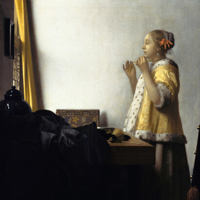 Johannes Vermeer; La muchacha del collar de perlas, 1662-66 (detalle)