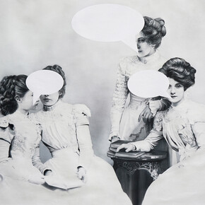 Zoe Byland, Ladies and Speechbubbles, Acrylic and airbrush on canvas, 33.5 x 47.2.  