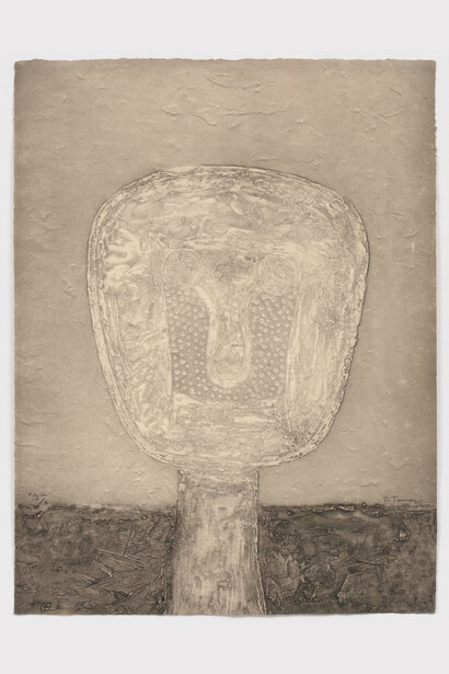 Rufino Tamayo, Torre, 1976-77, Mixografia ®
edition of 10 AP, 29 1/4x22 1/4 inches. Photo by Pierre Le Hors. Courtesy of Marlborough Graphics New York
