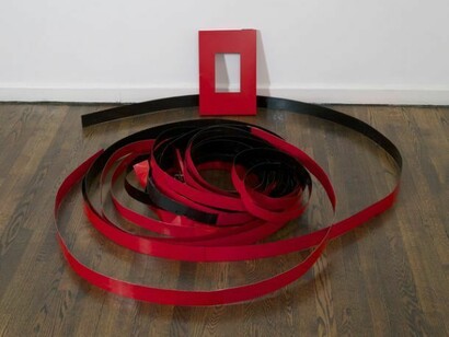 Swirling – Flat File Skins, 2013 Metal sheet Dimensions variable, approximately 15 x 60 x 60 inches