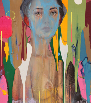 Erik Jones, A Colorful Malady, 41x51cm-16x20 inch. Watercolor, colored pencil, water-soluble wax pastel, acrylic on Rives bfk paper