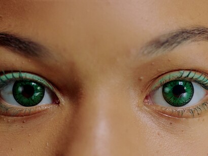 Person with green eyes