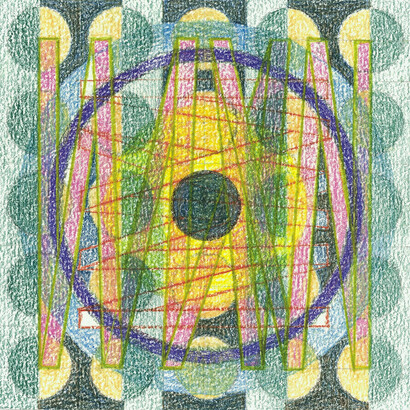 Magical Night #9, coloured pencil on paper, 13 x 13 cm, Mark Weighton, 2011