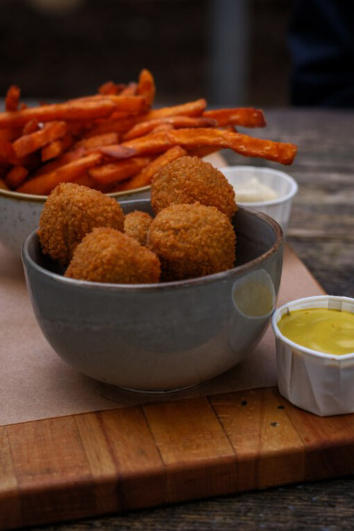 A bowl of freshly fried bitterballen, perfect for dipping and sharing