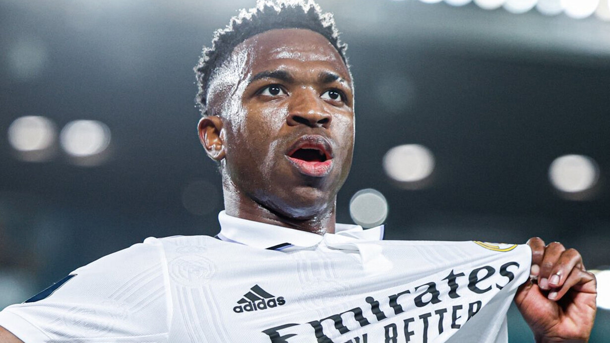 Imagem do jogador Vinicius Junior do time Real Madrid em campo