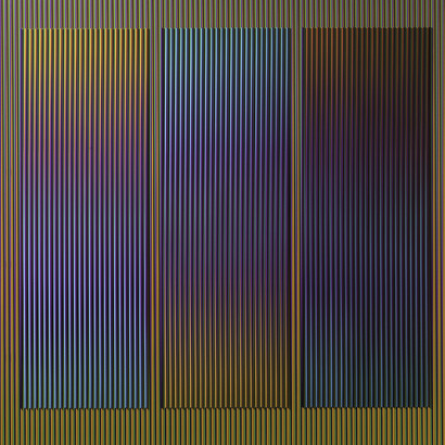 Carlos Cruz-Diez, Physichromie 1689, 2011, physichromie on aluminium, 100 x 100 cm