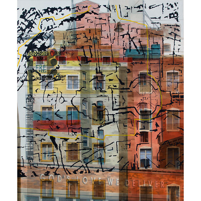 Jorge Pombo, New York / Vaticano, 2014, Oil on Canvas, 90½" x 74¾"