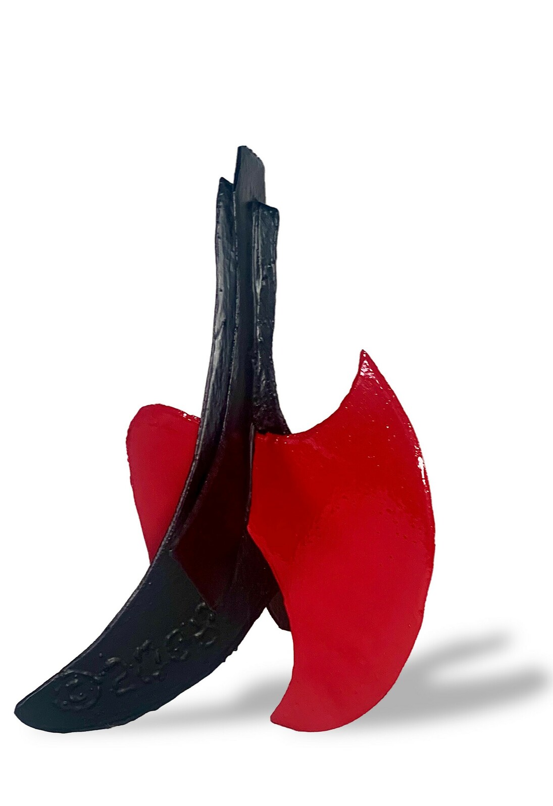 David Hayes, Rouge et Noir Deux, painted welded steel, 14.50x10.50x9.50 in