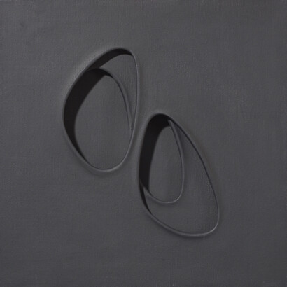 Paolo Scheggi, Zone riflesse, 1963, Black arcylic on three superimposed canvases, cm 60 x 60 x 6 / in 23.6 x 23.6 x 2.4. Courtesy Tornabuoni Art © Paolo Scheggi / SIAE