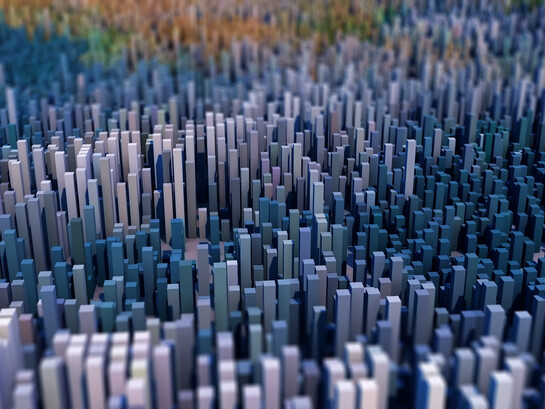 Visualización abstracta de datos que representa la complejidad y fragmentación del sistema internacional actual, núcleo del análisis estratégico global