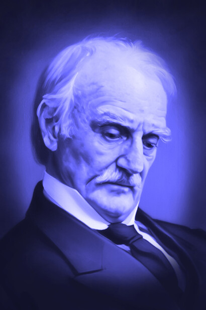 Jean Raspail. Bild: nachgebildete Zeichnung eines Porträts