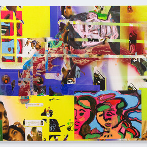 Benjamin Duax, Red Studio, 2023. Acrylic Paint on Custom Printed Canvas, 32 × 46 in | 81.3 × 116.8 cm. Courtesy of the artist and Hyacinth Gallery