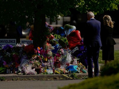 President Biden and the First Lady at the site of the Buffalo Shooting memorial