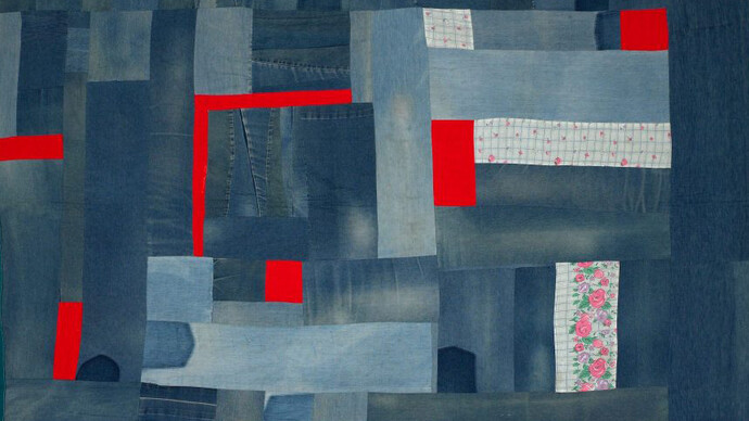 Work-clothes quilt
c. 2002

Mary Lee Bendolph

Denim and cotton

99 1/2 x 88 in.

Museum purchase, and gift of the Souls Grown Deep Foundation from the William S. Arnett Collection, 2017.171, © Mary Lee Bendolph/Artists Rights Society (ARS), New York, Photograph by Stephen Pitkin/Pitkin Studio/Art Resource, NY
