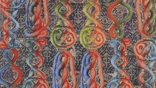 Philip Taaffe, Sardica II, 2013, Mixed media on canvas, 55 1/2 X 80 inches, (140.97 X 203.2 cm)