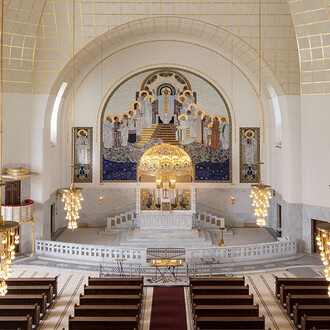 Otto Wagner Kirche am Steinhof, exhibition view. Courtesy of Musa Museum