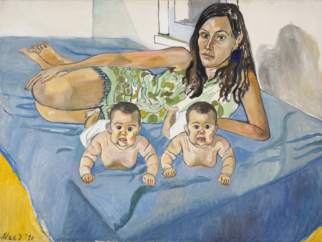 Alice Neel, Nancy and the twins, 1971, Olio su tela, 101 x 153,4 cm, © Estate of Alice Neel
