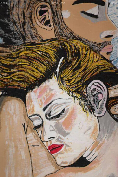 Ilsa E. García González. Lovers. Mixed technique on canvas. 40 x 31 cm