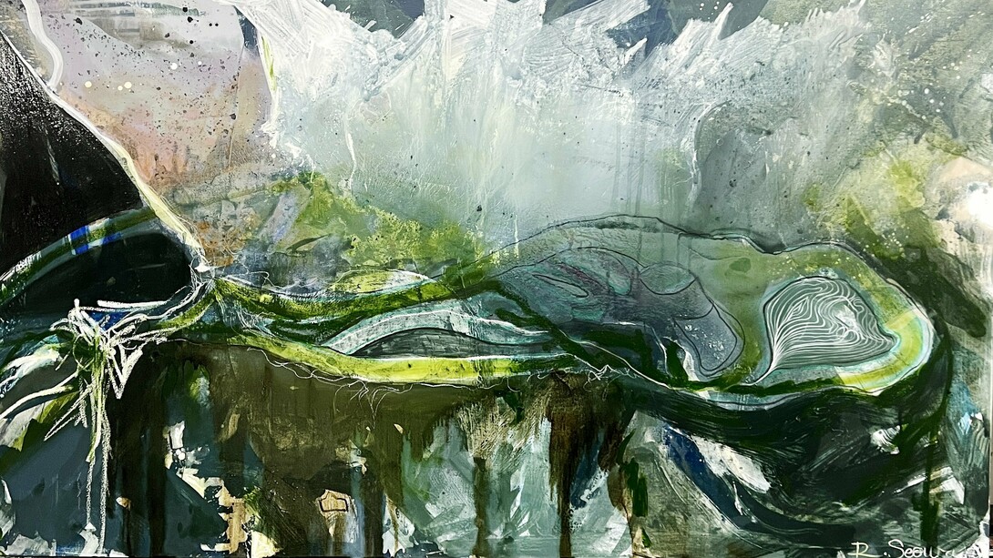 "Cronos 1", de la serie "Luz de lunas", 100x175 cms, técnica mixta sobre lienzo, Rebeca Segura