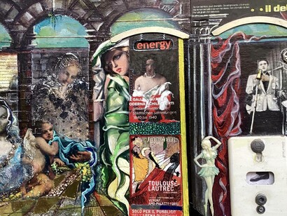 Serie Uso e riuso, dettaglio lato sinistro del quadro "Se non sei bello", tecnica mista, 80x35 cm, 2008, © Francesco Sorbini