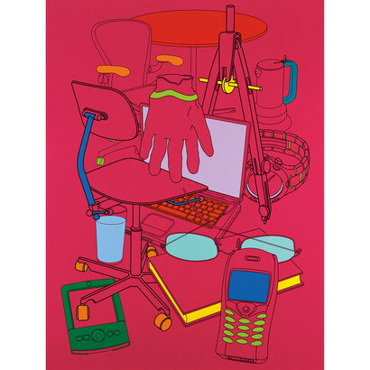 Michael Craig-Martin, Biding Time (magenta), 2004, Acrylic on aluminium panel, 243.8 x 182.9 cm © Michael-Craig Martin. Courtesy Gagosian Gallery