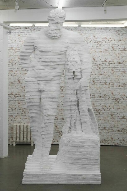 Matthew Darbyshire, Hercules, 2014, Polystyrene, 315 x 130 x 106 cm / 124 x 51.1 x 41.7 in, courtesy of Herald St, London