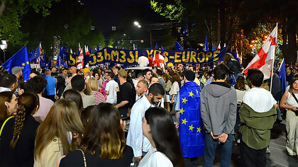 "Yes to Europe, No to Russian Law", massive pro-EU demonstration in Tbilisi from First Republic Square to Parliament, Georgia