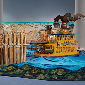 Red Grooms and Mimi Gross, Excerpts from Ruckus Manhattan, exhibition view. Courtesy of Brooklyn Museum