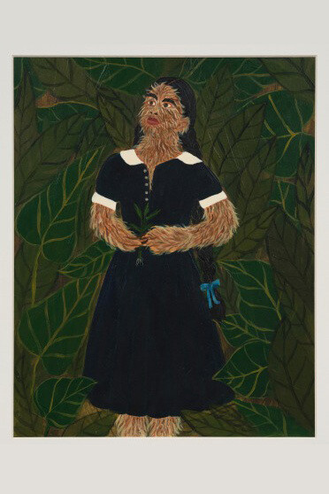 Kelly Sinnapah Mary, Notebook 12, The Fables of Sanbras, 2022, Acrylic on paper, 14.38 x 11.25 in. Courtesy of Aicon Gallery