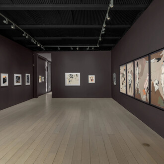 Encyclopedia, the late collages of Dorothea Tanning, exhibition view. Courtesy of Kasmin Gallery